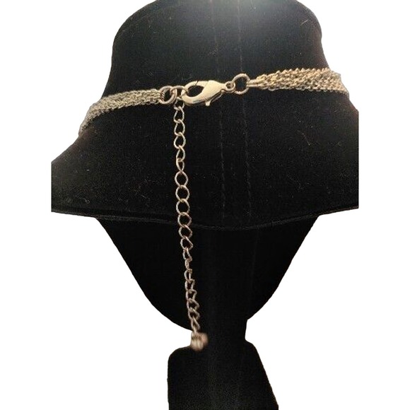 SILVER TONE LARGE OVAL LINKS WITH RHINESTONES THAT SHINE AND TEXTURED CHOKER! - Picture 3 of 6